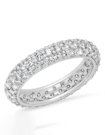 14K White Gold Diamond Domed Ring