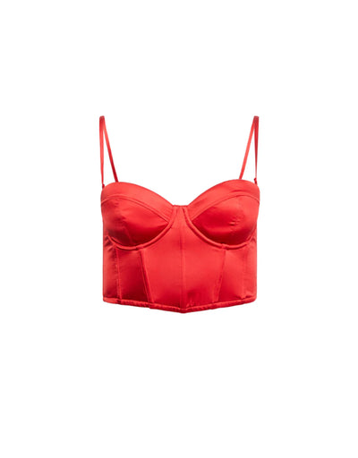 Cropped Hamptons Bustier - Rouge