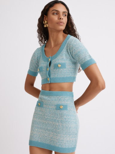Tweed Knit Apron Crop Top