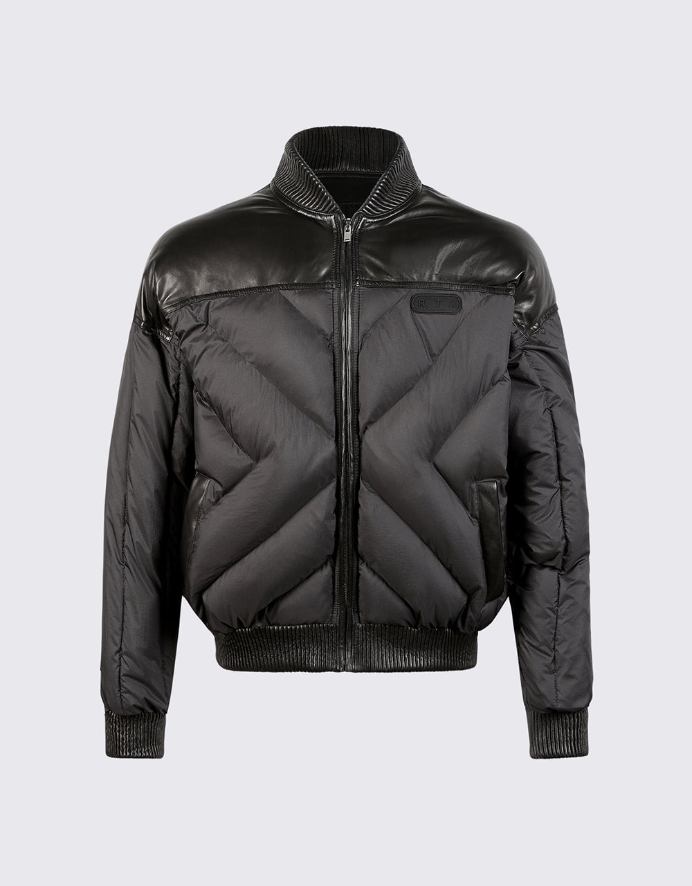 Leather Contrast Puffer Jacket