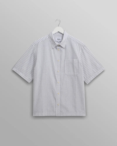 Kew - White Stripe Cotton-Poplin Short-Sleeve