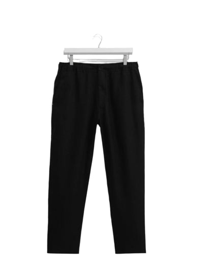 Kurt Washed Linen Trouser - Black