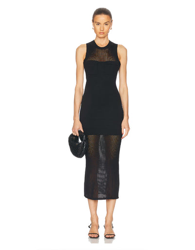 Knit Mesh Cargo Tank Midi Dress