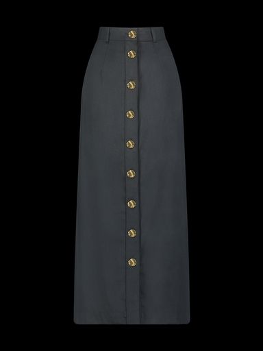 Button Front Midi Skirt