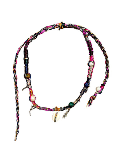 Rainbow Sapphire Cowrie Shell Rockstar Necklace