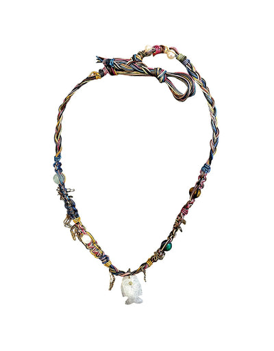 Rainbow Glowfish Leather Rockstar Necklace