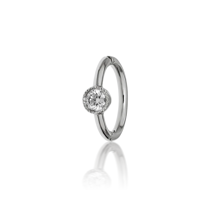 5mm Scalloped Diamond Hoop Earring - White Gold