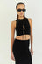 Knit Cropped Laced Sleeveless Crew
