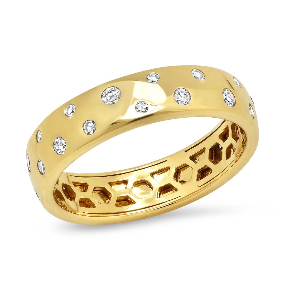 14K Yellow Gold Diamond Polka Dot Ring
