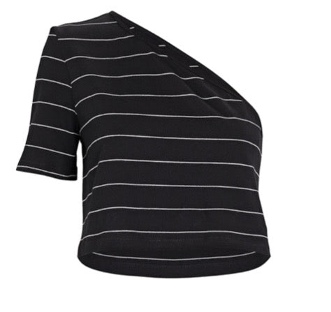 Striped Bare Shoulder T-Shirt