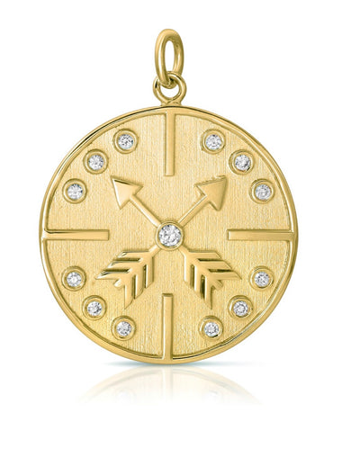 Diamond Draped Compass Coin Necklace 16in.