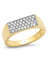 14K YG Diamond Staple Signet Ring
