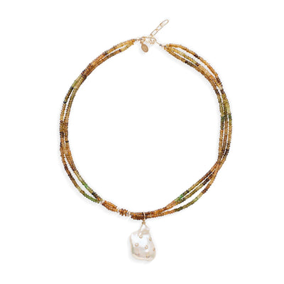 Ombre Chocolate Diamond Baroque Pearl Necklace