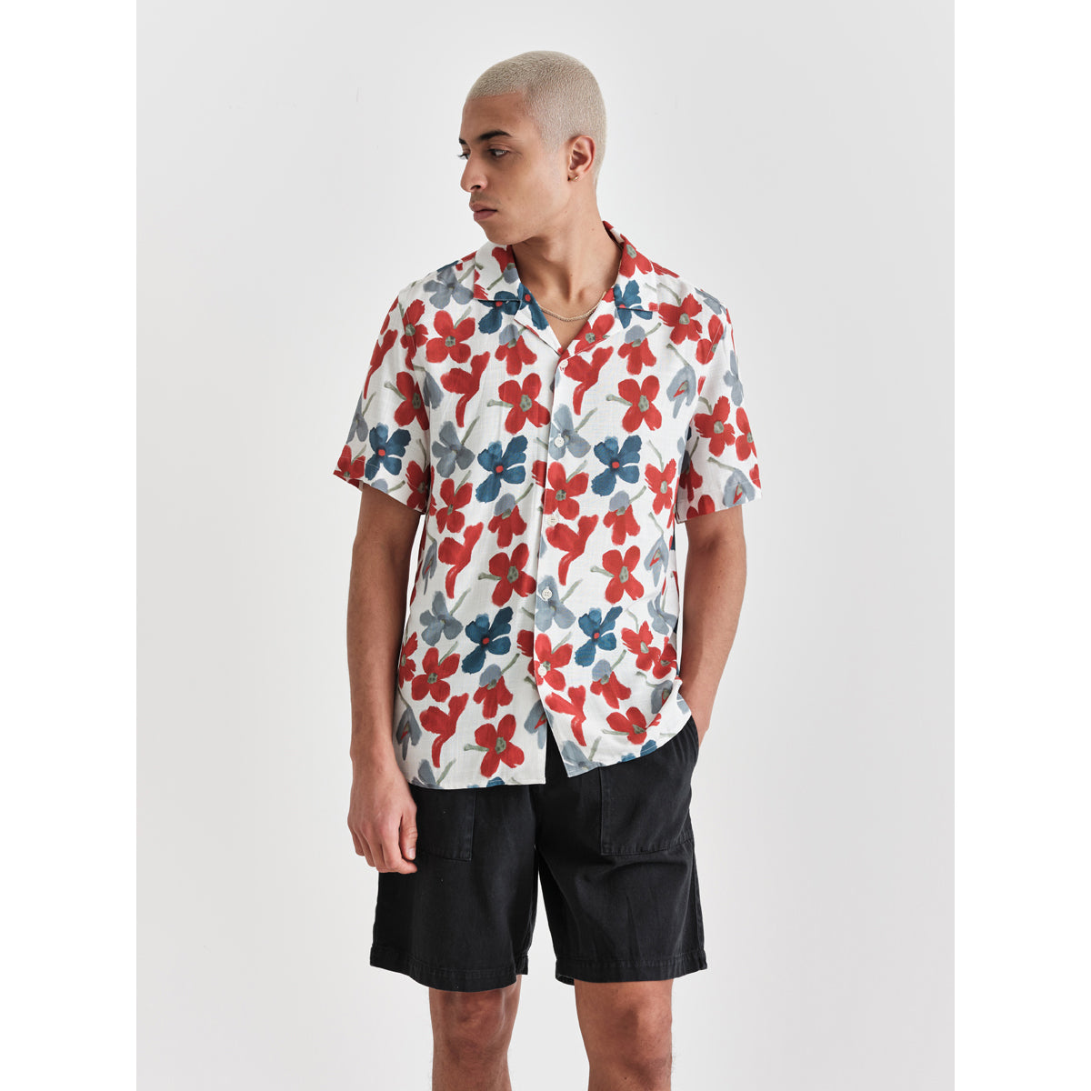 Didcot Shirt-Red/Blue Floral