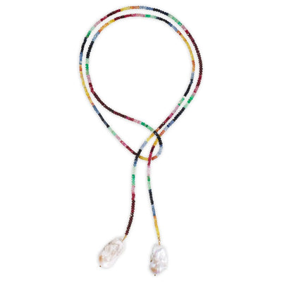 Ruby, Emerald, and Sapphire Classic Gemstone Lariat