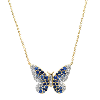 Blue and Diamond Ombré Butterfly Necklace