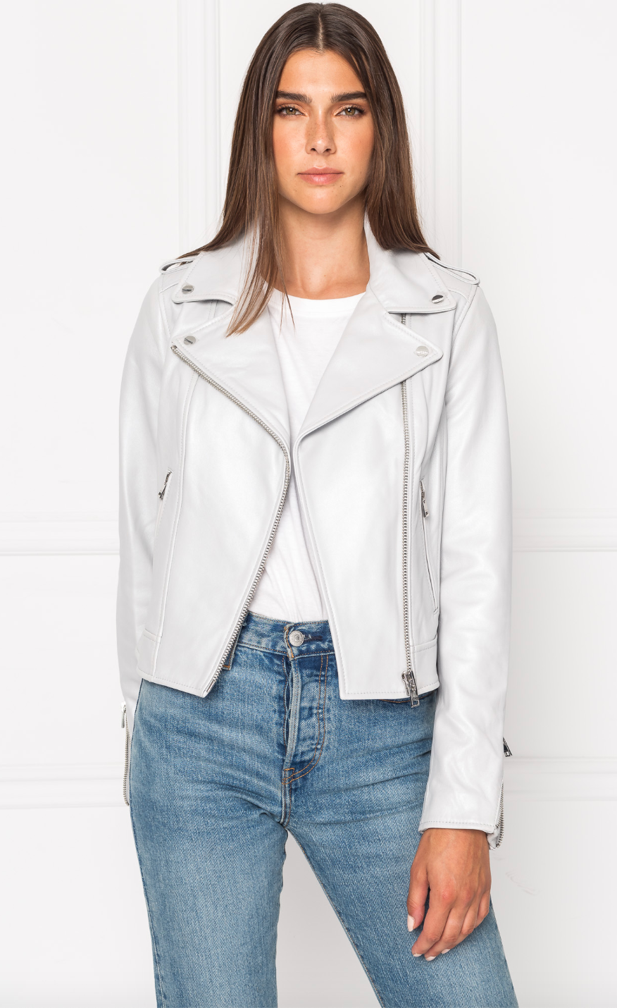 Donna Met Leather Jacket