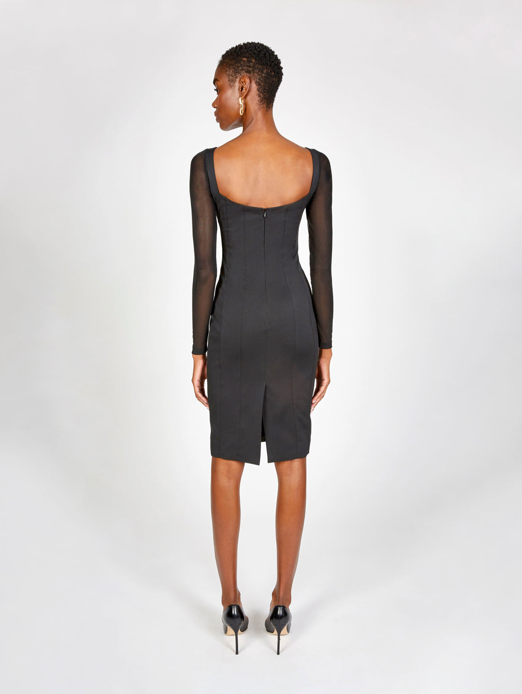 Mesh Sleeve Pencil Dress OFFSEIDS NEW YORK Mesh Sleeve Pencil Dress OFFSEIDS NEW YORK