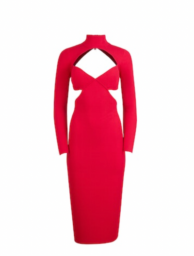 Knit Cross Back Midi Dress-Chilli
