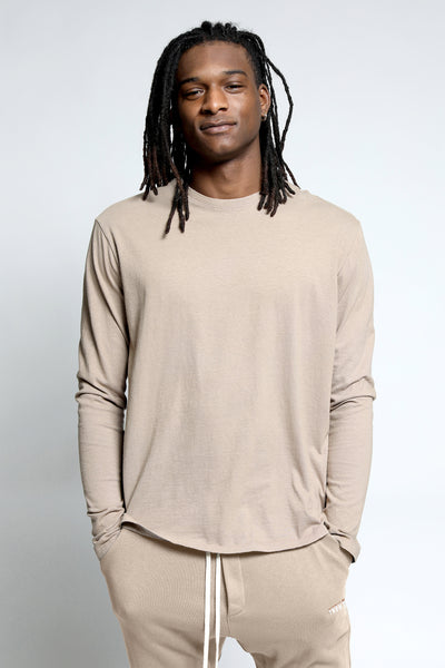 Fleury Slub Long Sleeve Crew- Mocha