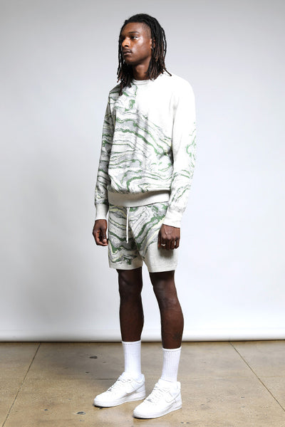 Azurite Color Spill Sweater Shorts