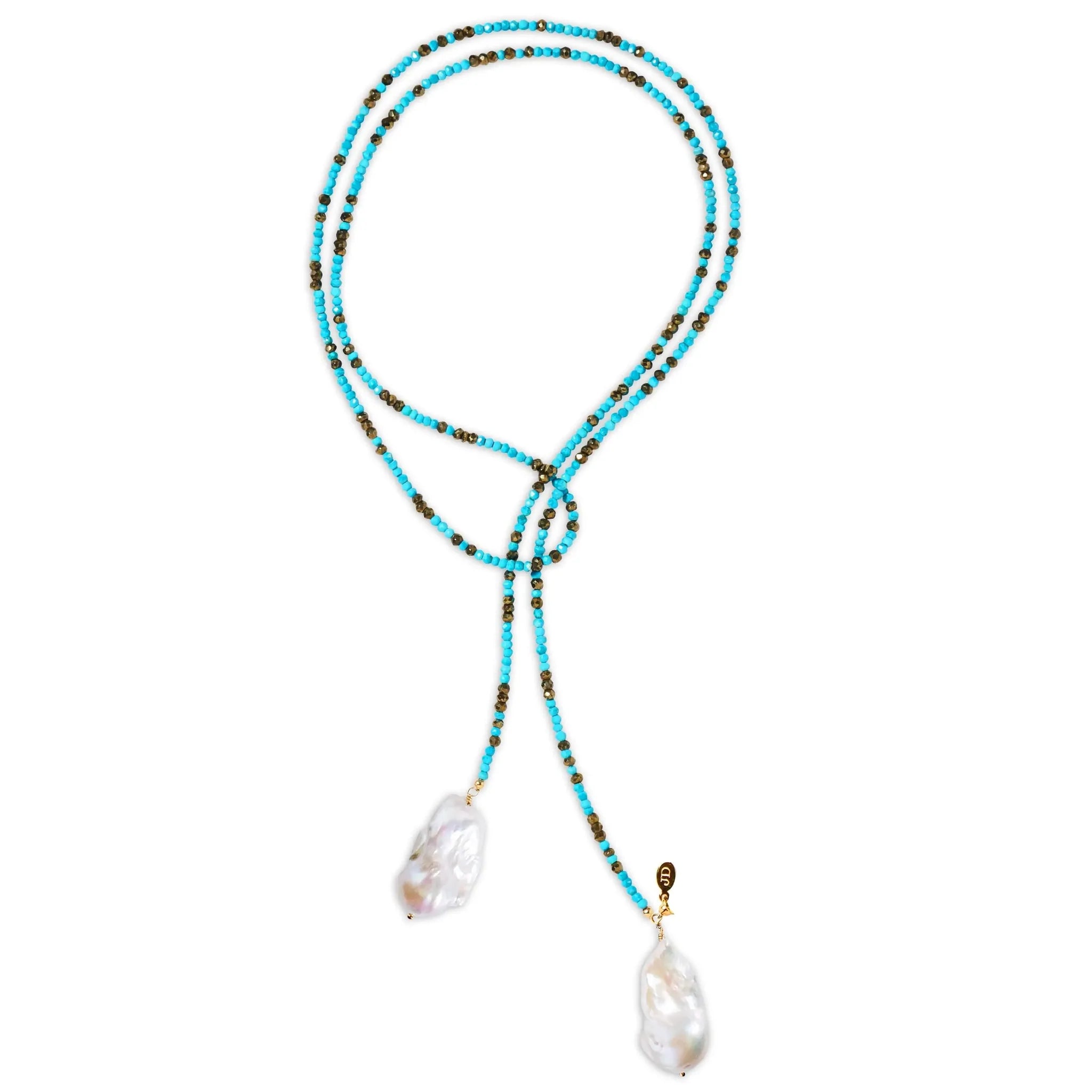 Turquoise and Pyrite Ombre Classic Gemstone Lariat