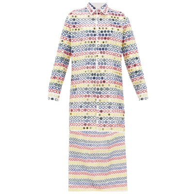 Stepped-Hem Shisha Mirror Embroidered Tunic