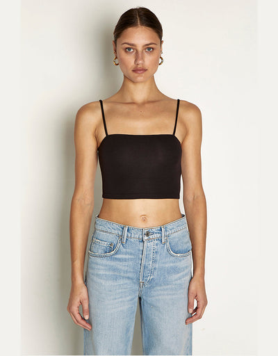 No Bra Club Cropped Cami - Jet Black