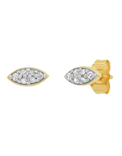 14K Yellow Gold Diamond Evil Eye Studs