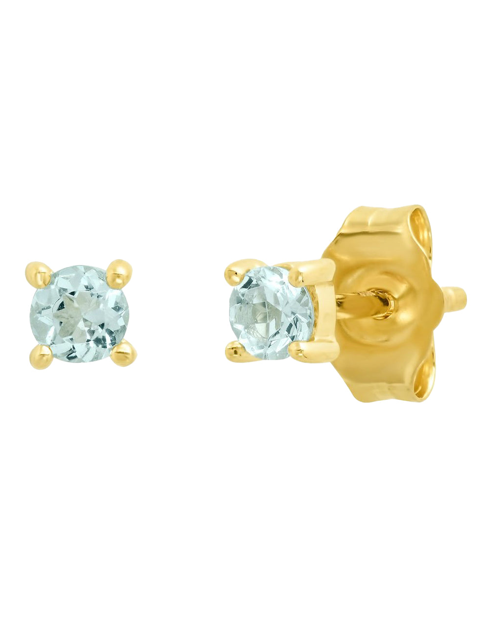 14K Yellow Gold Aquamarine Studs Earrings