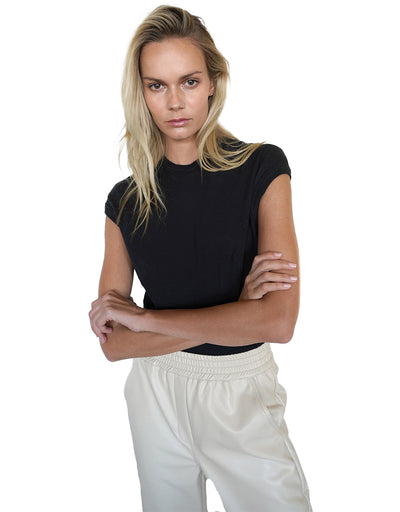 Sueded Jersey Ringer T Bodysuit