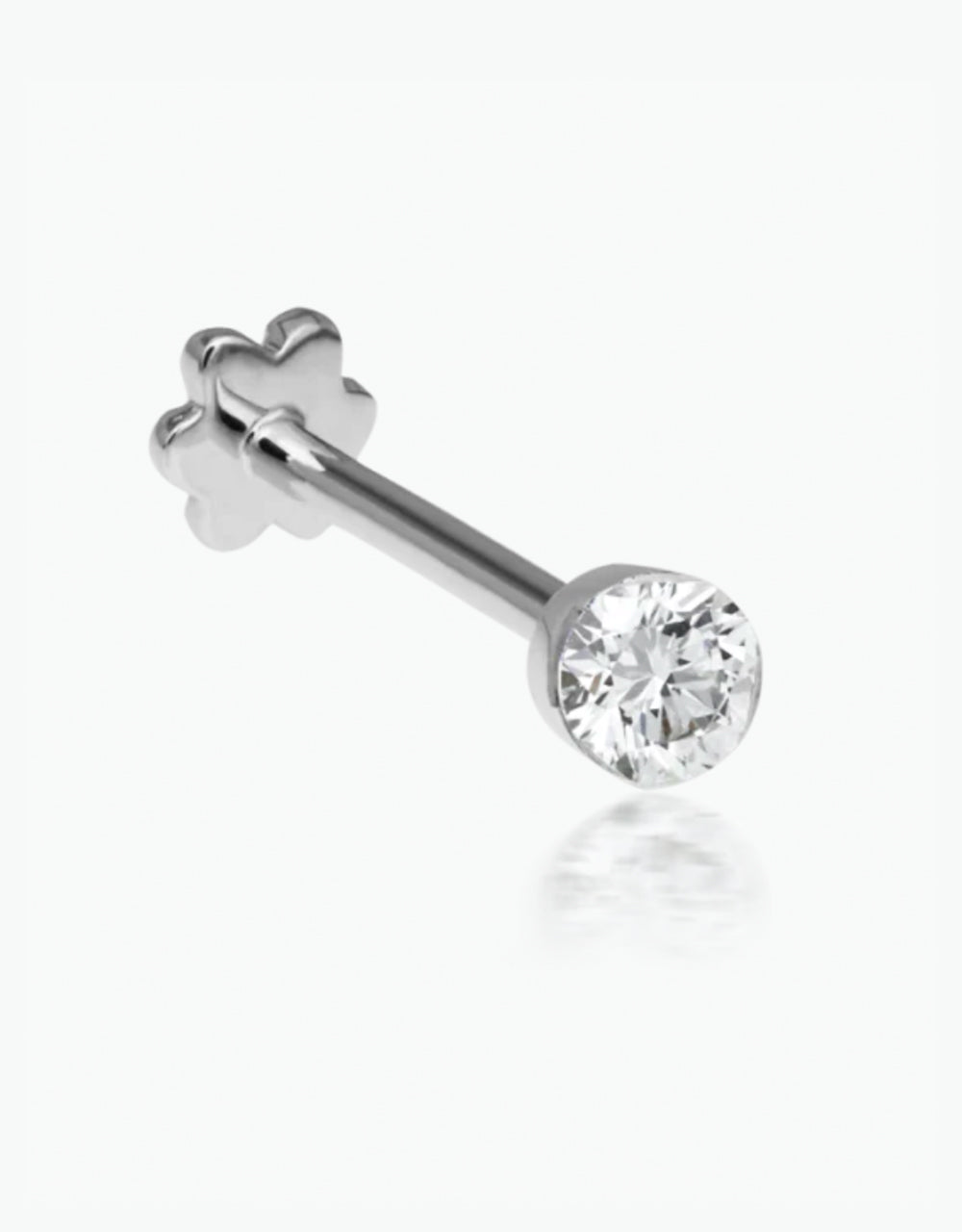 3mm Invisible Set Diamond Threaded Stud Earring - White Gold