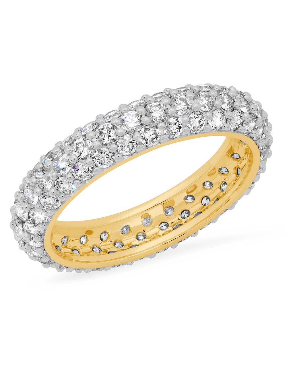 14K White Gold Diamond Domed Ring