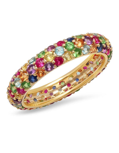 14k YG Multi Colored Domed Ring
