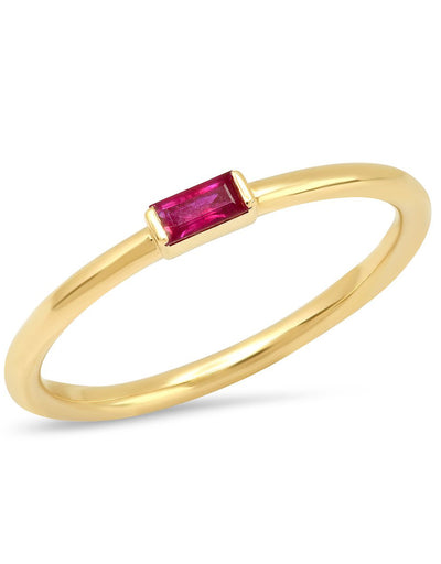 14K Yellow Gold Baguette Solitare Ring
