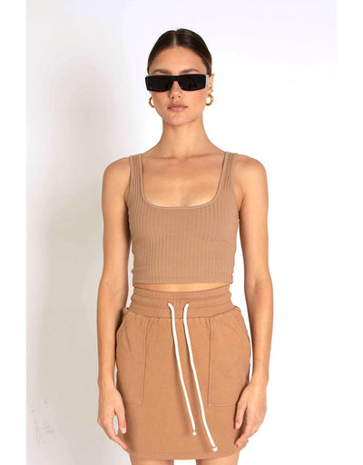 Primary Rib Cropped Square Neck Tank - Tanlines