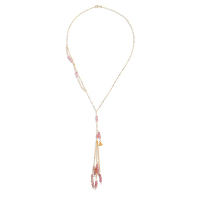 Raspberry Sherbert Heart Charm Lariat