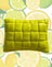 Mini Handwoven Leather Accent Pillow-Lime