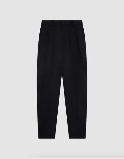 Pleat Trouser - Black Wool