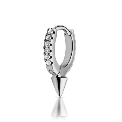 Single Short Spiked Diamond Eternity Hoop Earring