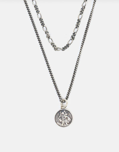 Silver St. Christopher Multi Chain Necklace
