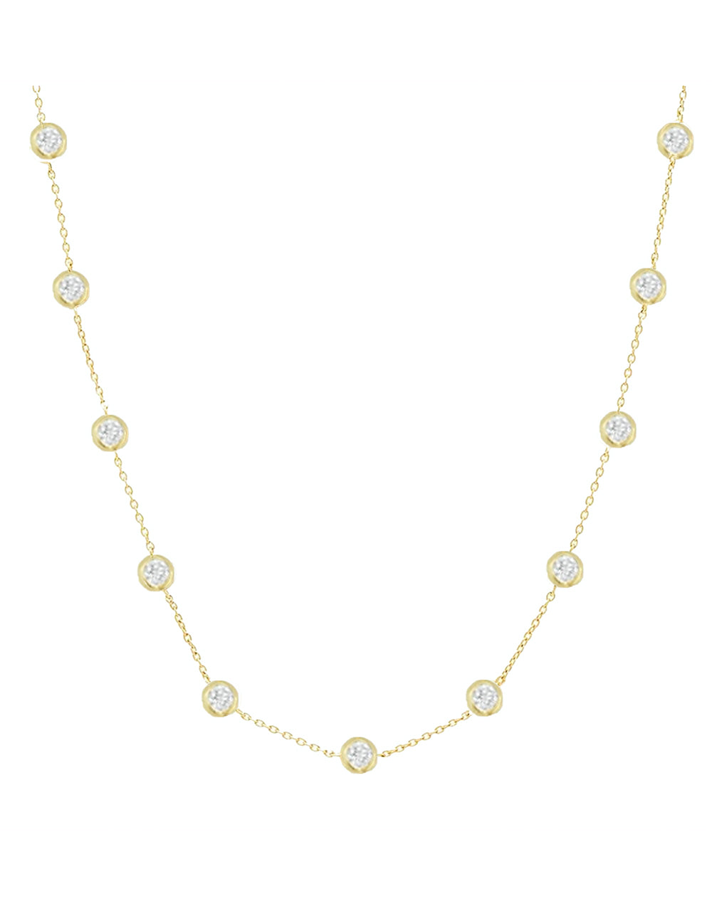14K Yellow Gold  Diamond Bezel Set Necklace